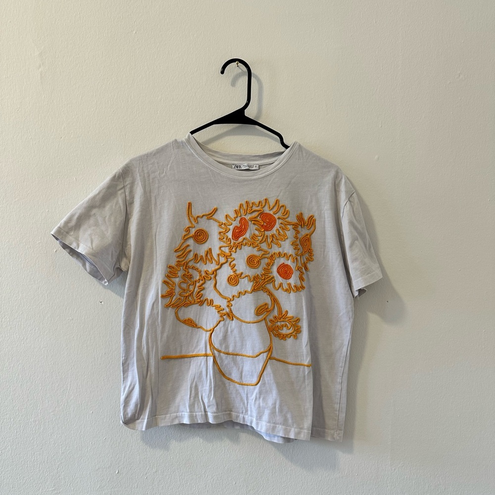 Zara embroidered cropped tee